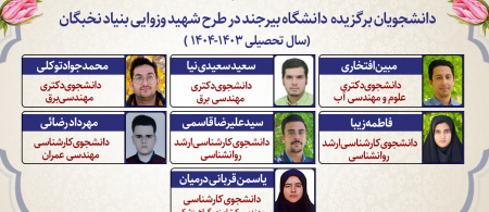 اعلام نام برگزیدگان طرح شهید وزوایی بنیاد نخبگان در دانشگاه بیرجند